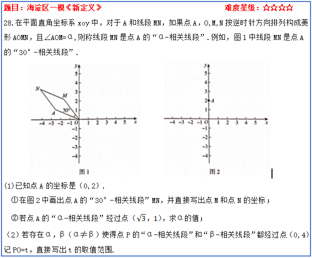 2021年海淀一模28题新定义