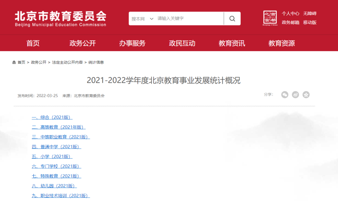 北京市教委：2022幼儿园在读56万人，小升初13.3万人，初中毕业10.9万人，高中毕业5.1万人
