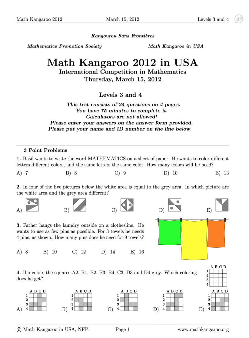 袋鼠数学2012-2019年真题·Level 3-4