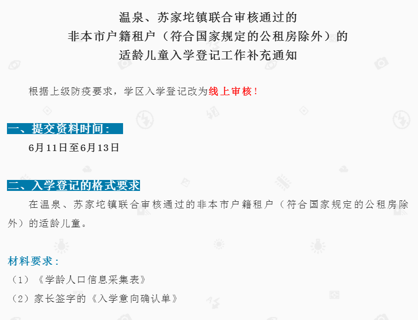 温泉、苏家坨镇联合审核通过的非本市户籍租户（符合国家规定的公租房除外）登记工作补充通知