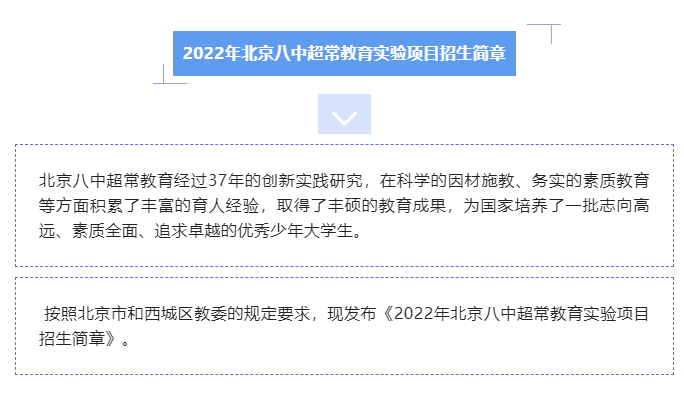 终于发布| 2022年北京八中超常教育实验项目招生简章