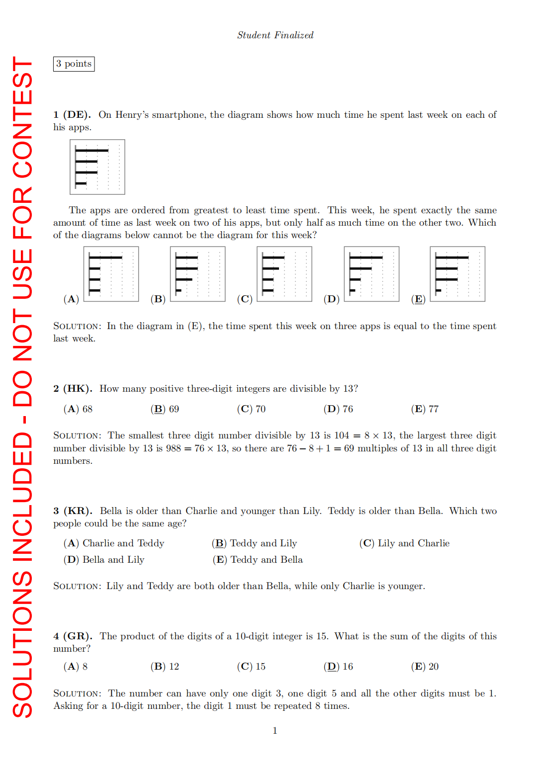 袋鼠数学Level 6-Student-Solutions