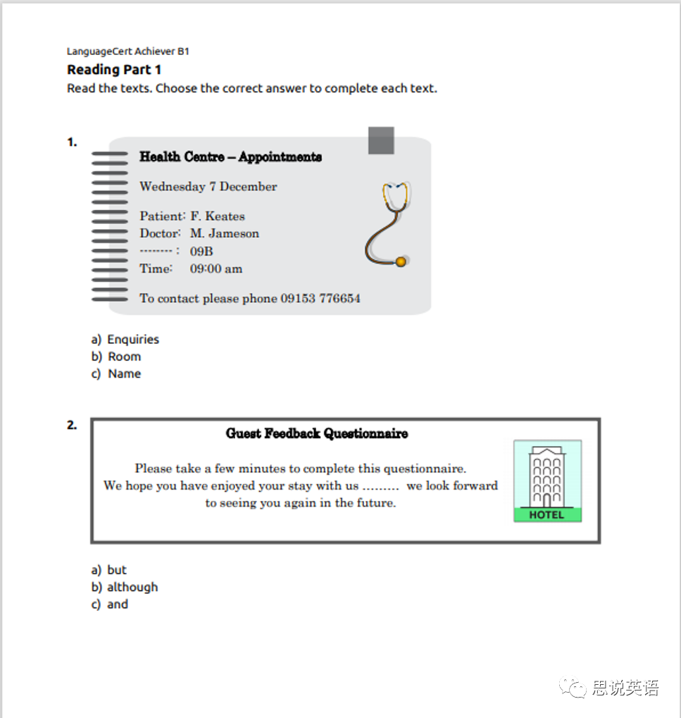 朗思IESOL B1等级题型介绍及答题解析