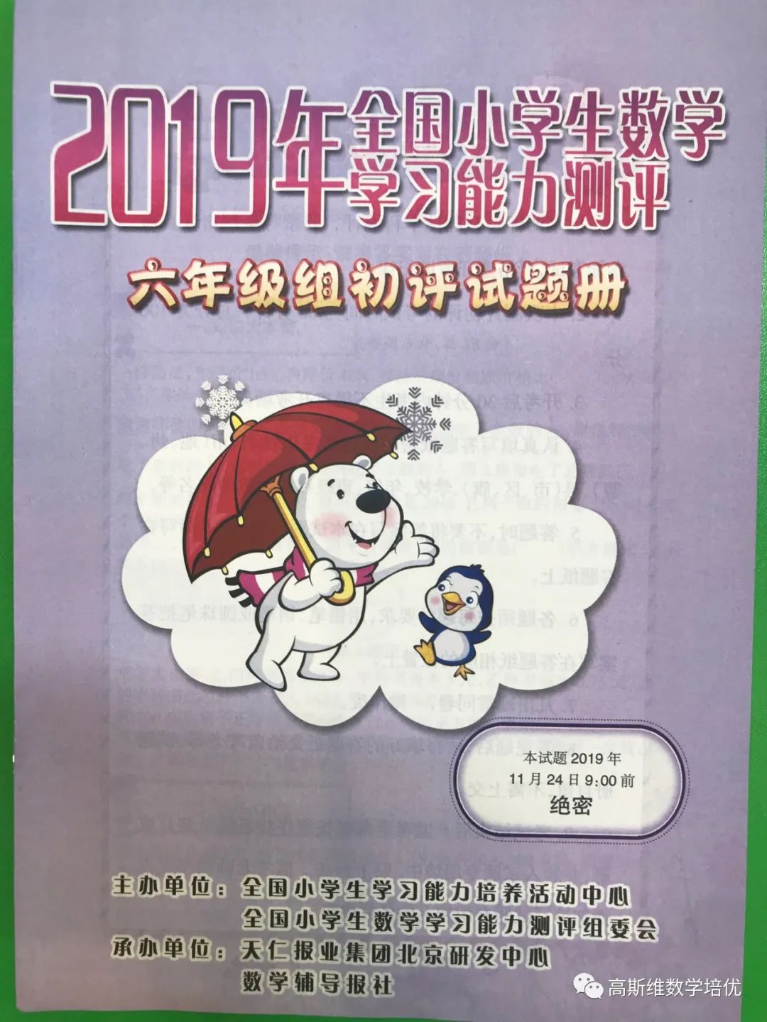 2019年全国小学生数学学习能力测评初评6年级