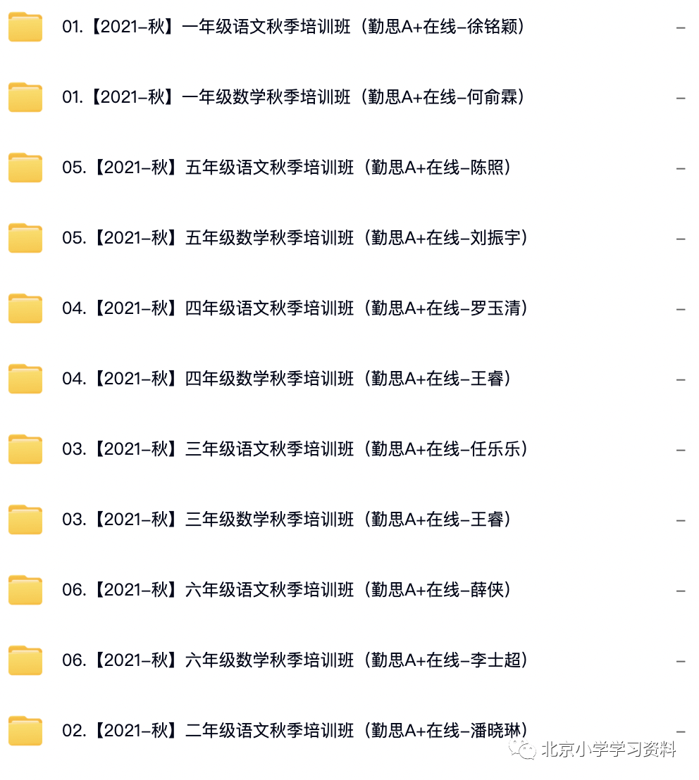 【2021-秋】学而思培优1-6年级语文、数学秋季培训班（勤思A+在线）
