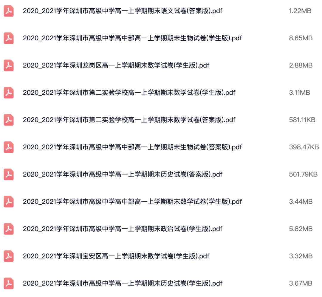 2020~2021学年深圳各区高一上学期期末试卷(详解).pdf