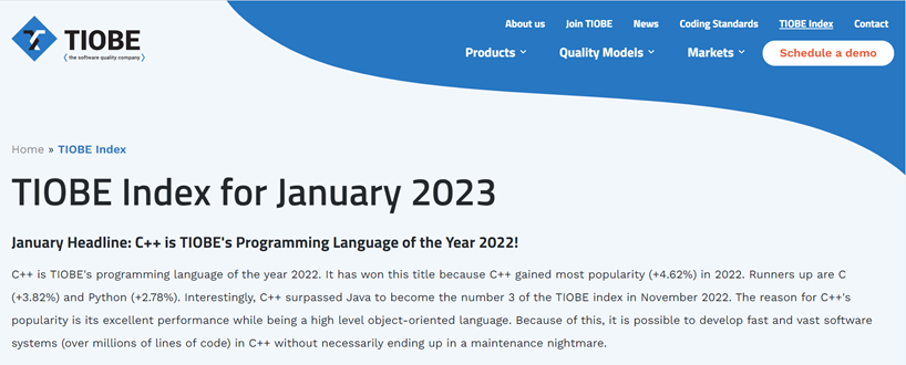 【热点】C++成为2022年TIOBE年度编程语言！