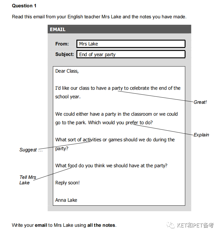 KET/PET 写作参考范文系列（2）