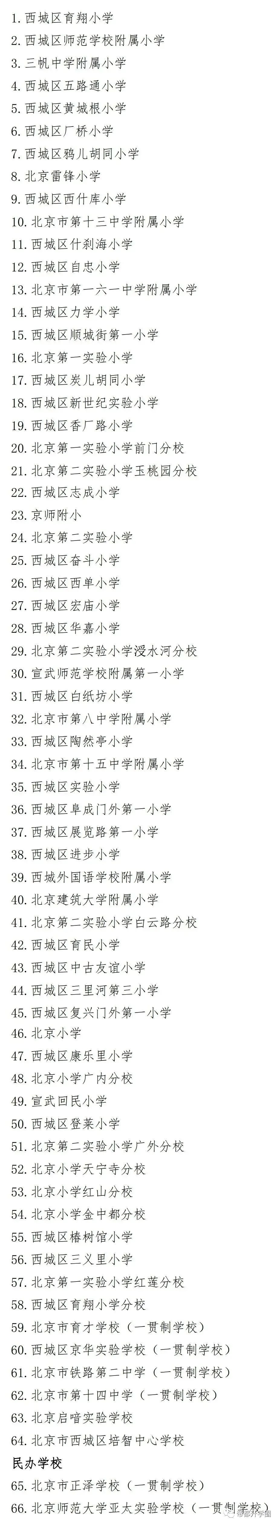 西城区2023年有招生资质的小学名单！