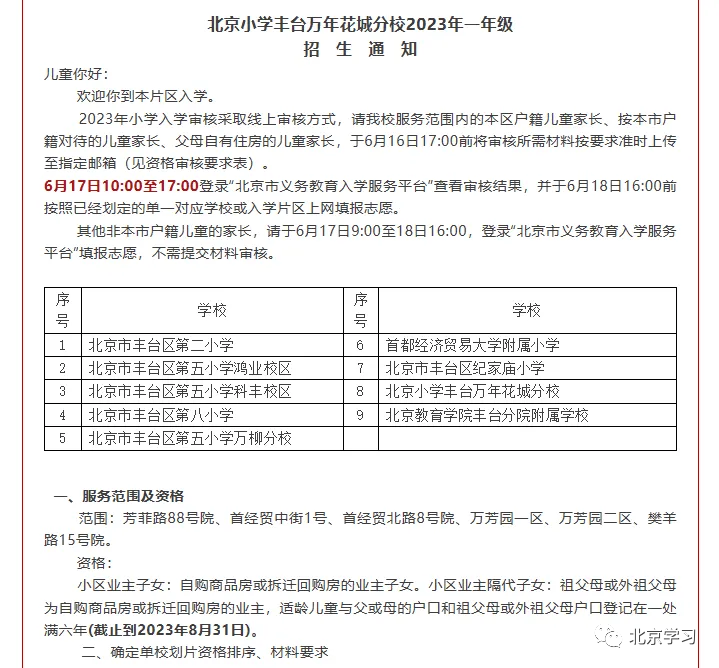 北京各区小学2023年入学招生简章陆续发布！