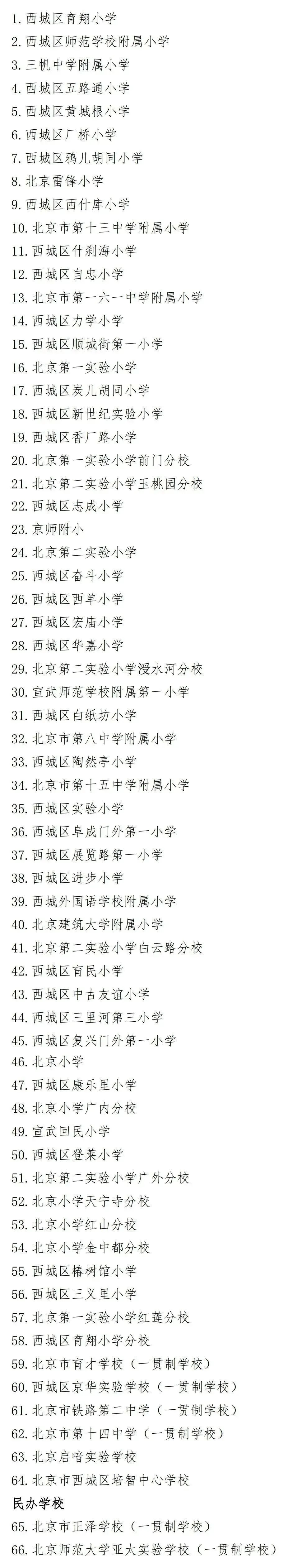 西城区2023年中小学名单、学区划片！