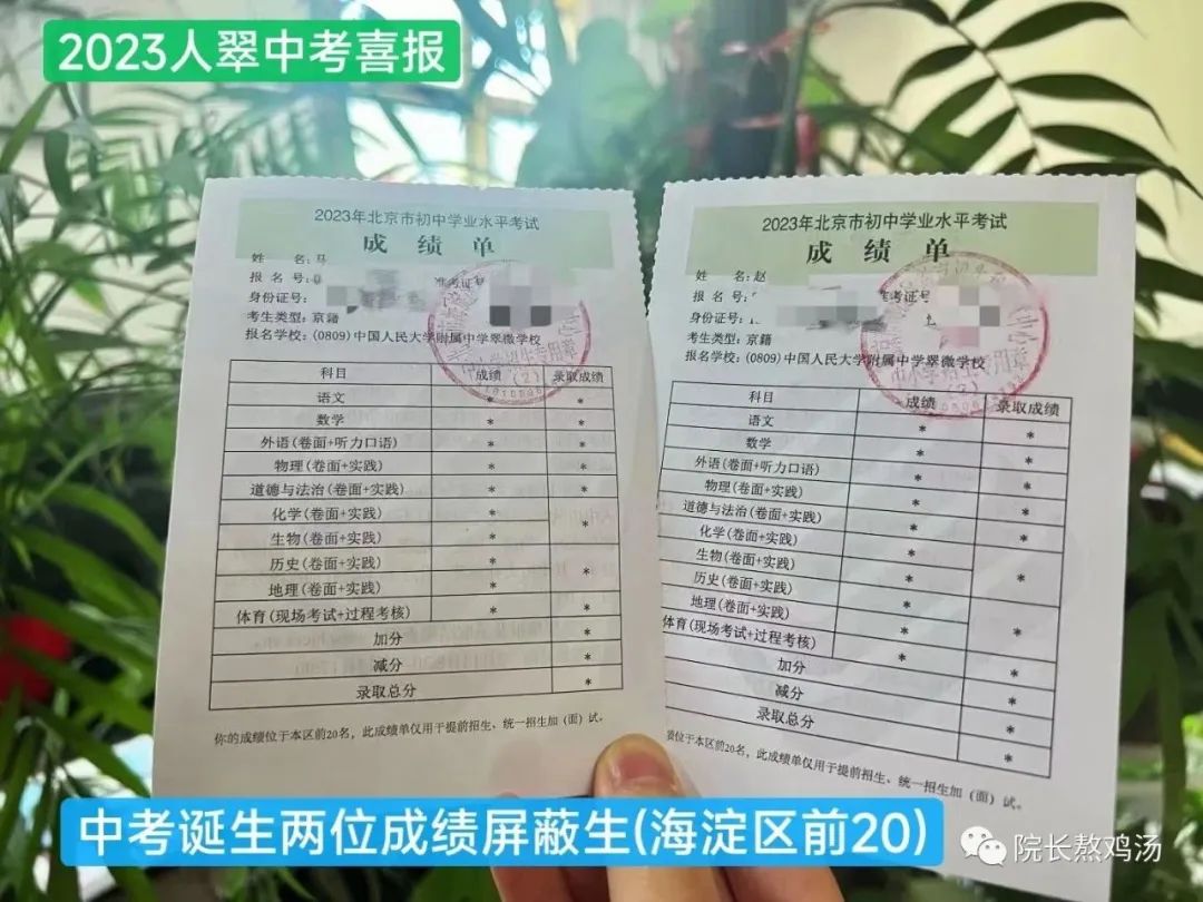 陈分中考成绩